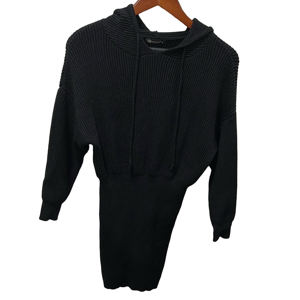 Pretty Garden Black Cowl Neck Sweater  hoodie dress with Long Sleeves S GUC - Picture 2 of 6